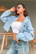 High Waist Oversize Denim Jacket - Ell Soll