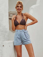 High Waist Denim Shorts - Ell Soll