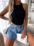 Slim Solid Color Round Neck Knitted Shirt - Ell Soll