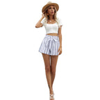 High Waist Striped Shorts - Ell Soll