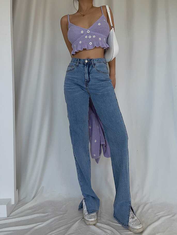 High-Waisted Straight Pants - Ell Soll