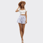 High Waist Striped Shorts - Ell Soll