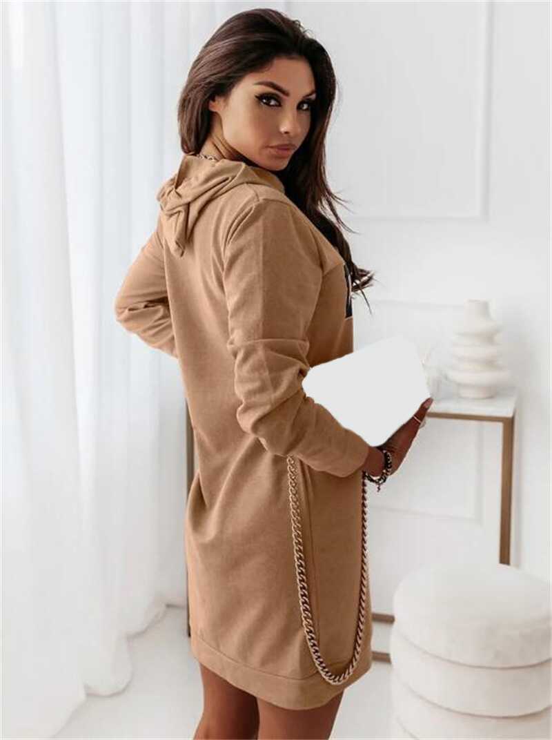 Hooded Letter Casual Dress - Ell Soll