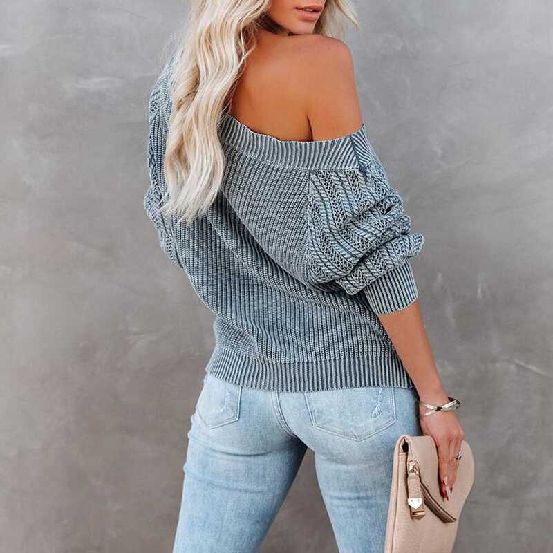 V-Neck Lantern Sleeve Sweater - Ell Soll