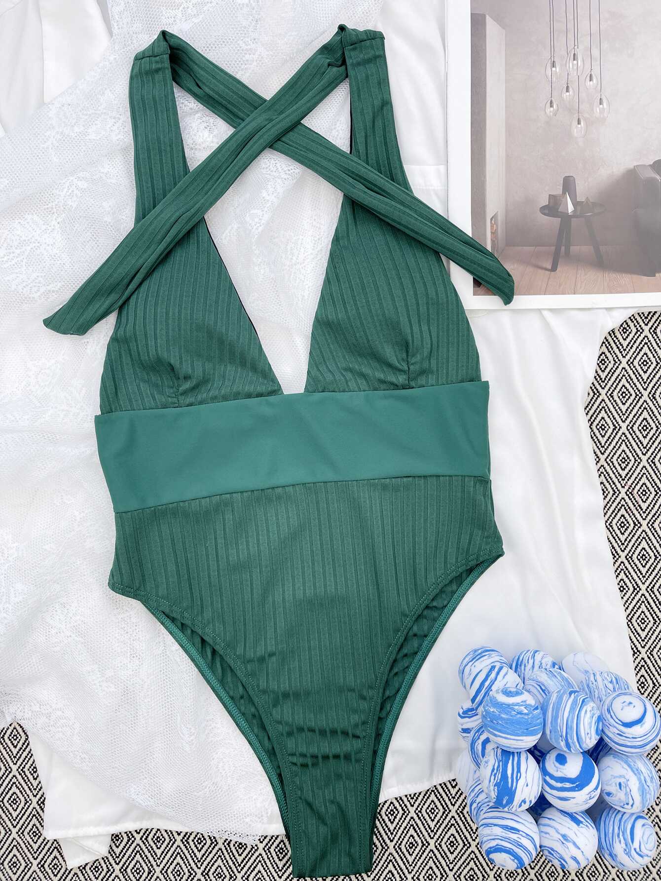 One-Piece Striped Swimwear - Ell Soll