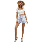 High Waist Striped Shorts - Ell Soll
