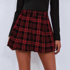 Stitching Plaid Skirt - Ell Soll
