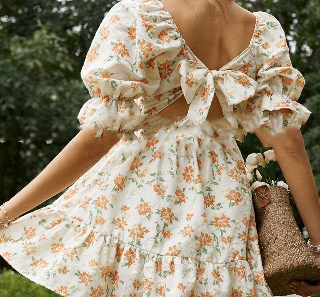 High Waist Flower Dress - Ell Soll