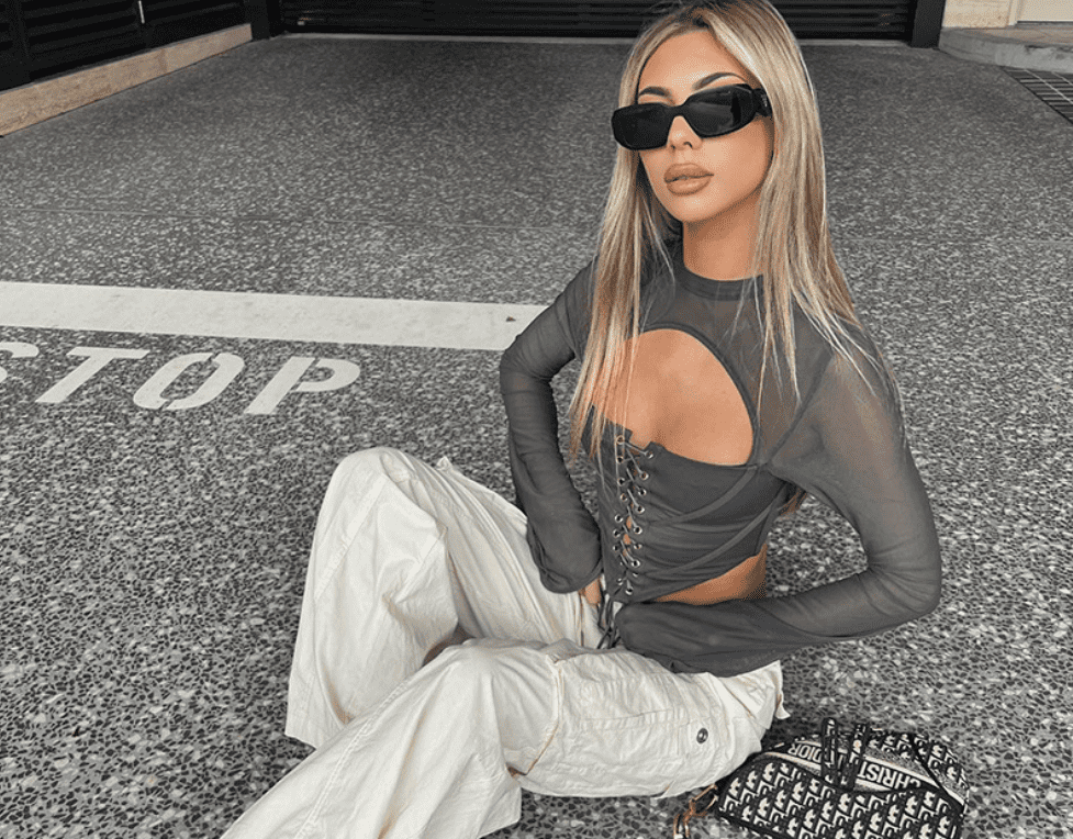 Round Neck Long Sleeve Tied Mesh Shirt - Ell Soll
