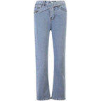 Irregular Belt High Waist Jeans - Ell Soll