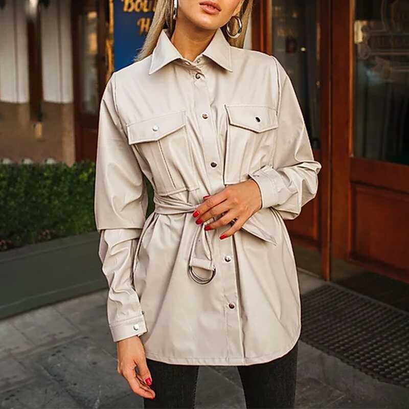 Leather Shirt-Trench - Ell Soll Leather Shirt-Trench king-planet.myshopify.com