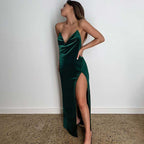V-Neck Lace Split Dress - Ell Soll