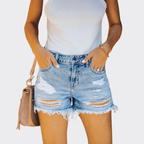 Ripped Denim Shorts - Ell Soll