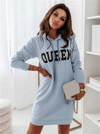 Hooded Letter Casual Dress - Ell Soll