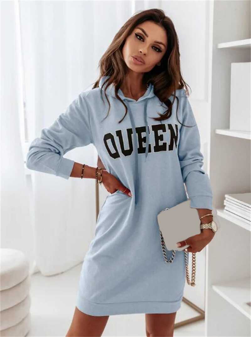 Hooded Letter Casual Dress - Ell Soll