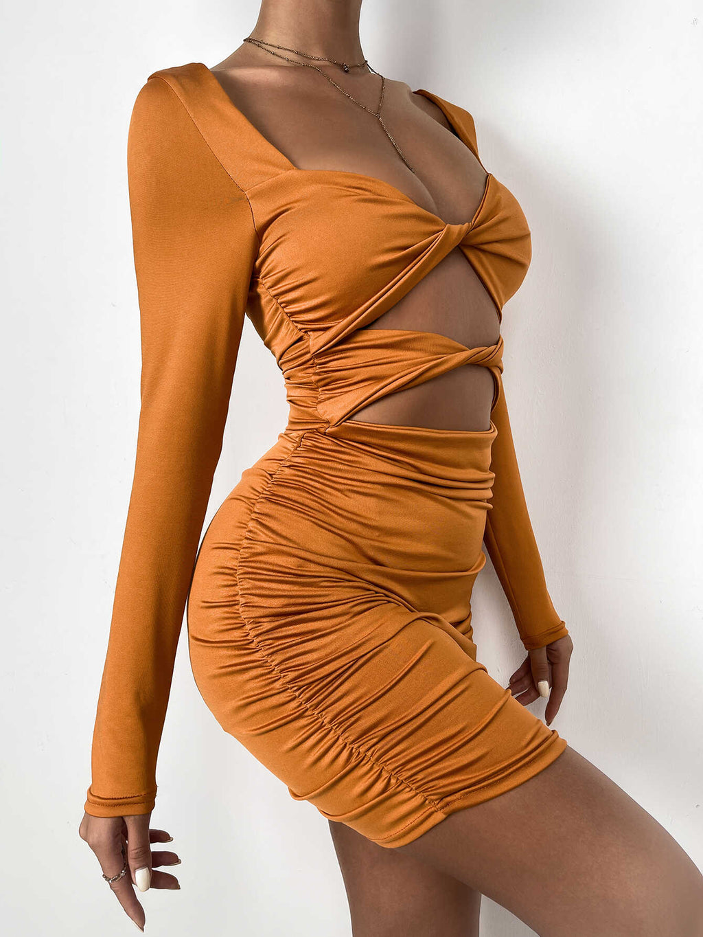 Deep V Hollow Dress - Ell Soll