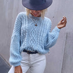 Round Neck Casual Sweater - Ell Soll Round Neck Casual Sweater king-planet.myshopify.com
