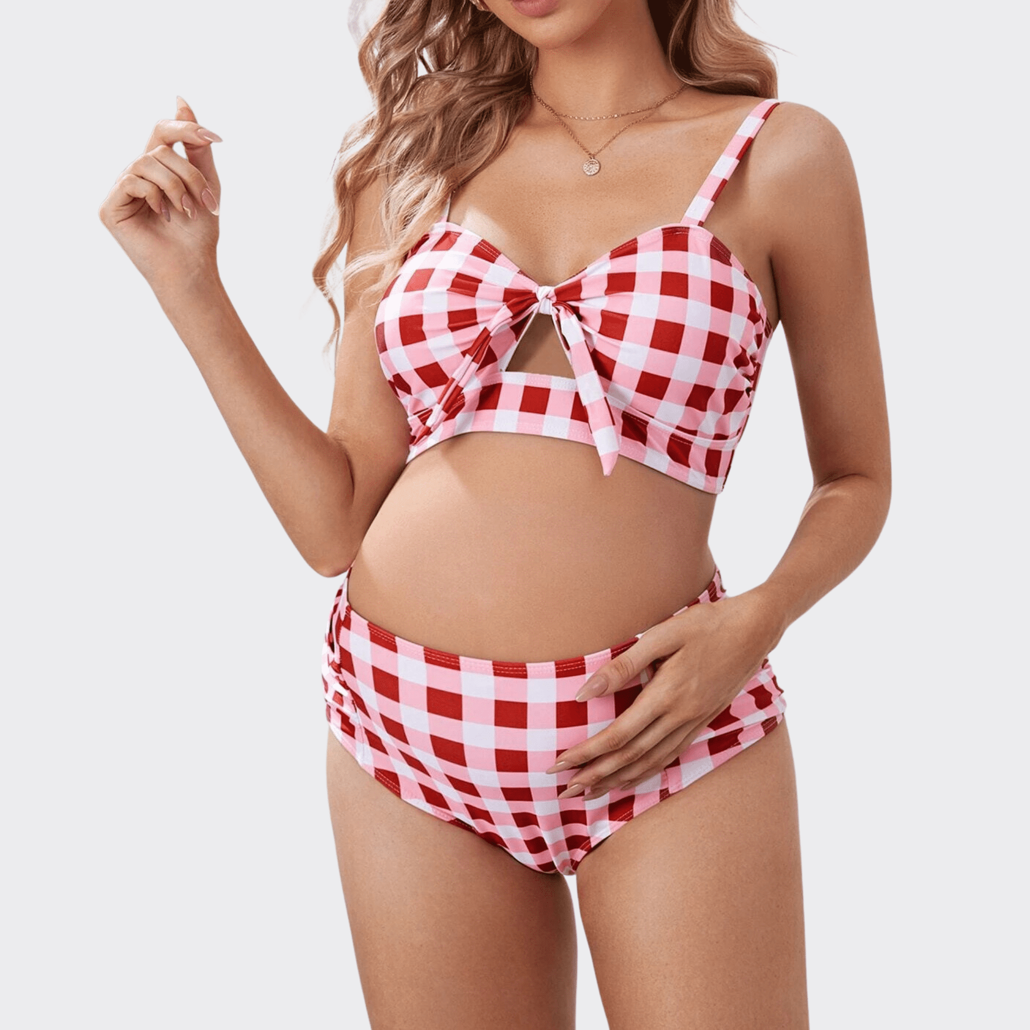 High Waist Plaid Swimwear - Ell Soll